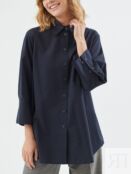 Свободная блуза из хлопка темно-синяя Pompa