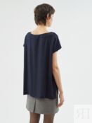 Классическая прямая блуза из вискозы темно-синего цвета Pompa