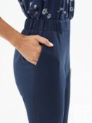 Зауженные брюки из костюмной ткани темно-синие Pompa