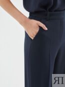 Свободные брюки из костюмной ткани темно-синие Pompa