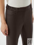 Зауженные брюки из костюмной ткани шоколадного цвета Pompa