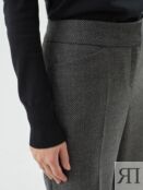 Классические прямые брюки из костюмной ткани с принтом "елочка" Pompa