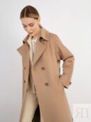 Двубортное демисезонное классическое пальто с мембраной цвета кэмел Pompa