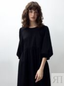 Платье из фактурного черного хлопка Pompa