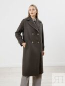 Пальто женское еврозима с мембраной и утепленной спиной черно-бежевое Pompa