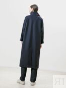 Пальто женское еврозима с мембраной и утепленной спинкой темно-синее Pompa