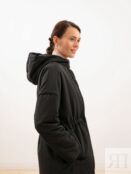 Зимнее пальто с мембраной, утеплителем и капюшоном черное Pompa