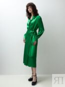 Платье-халат из вискозной ткани зеленое Pompa