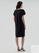 Свободное черное платье-кокон с коротким рукавом Pompa