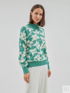 Жаккардовый свитер с воротником-стойкой Pompa