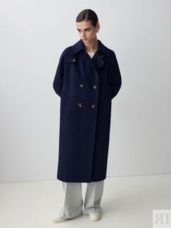 Пальто с мембраной темно-синее Pompa