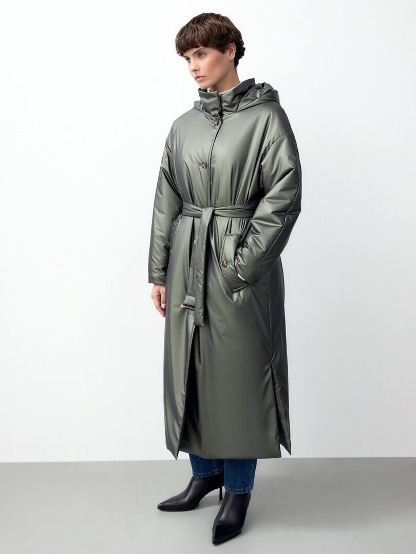 Пальто из непромокаемой плащёвой ткани с капюшоном Pompa