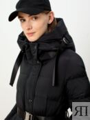 Пальто зимнее стеганое с капюшоном черное Pompa