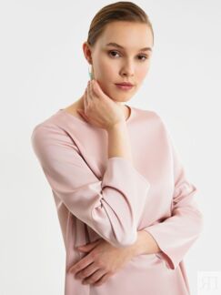 Свободная блуза из атласной ткани розовая Pompa