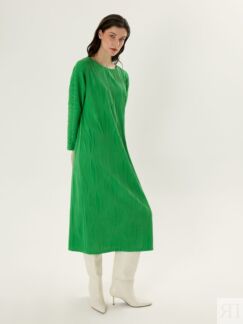 Платье миди из фактурного трикотажа зеленое Pompa