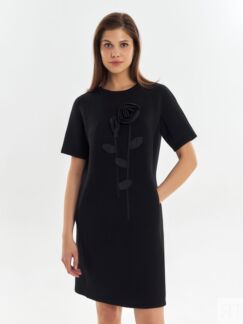 Платье черное из мягкого вискозного трикотажа Pompa