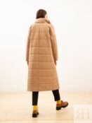 Утепленное стеганое пальто с мембраной цвета кэмел Pompa