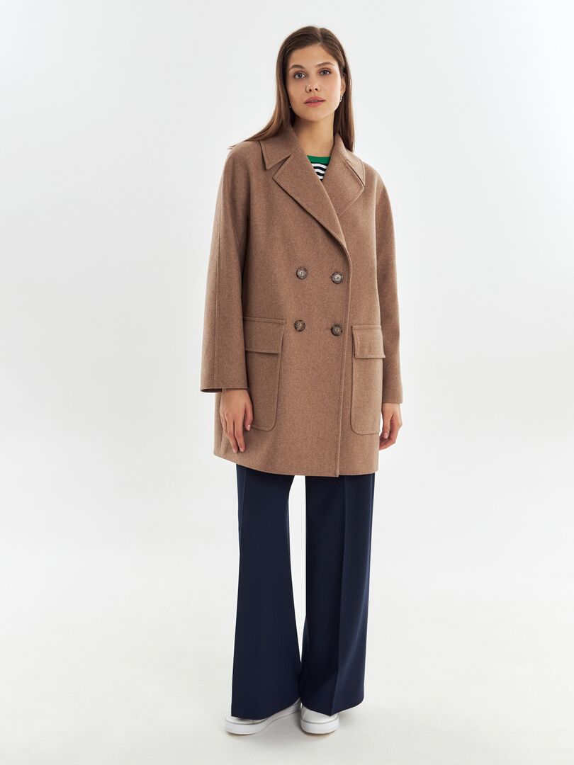 Укороченное пальто с мембраной карамельного цвета Pompa