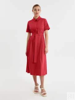 Платье-рубашка ярко-алого цвета из 100% хлопка Pompa