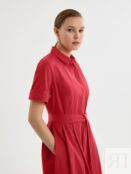 Платье-рубашка ярко-алого цвета из 100% хлопка Pompa
