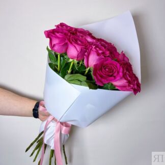 Букет розовых роз Эквадор премиум 15 шт