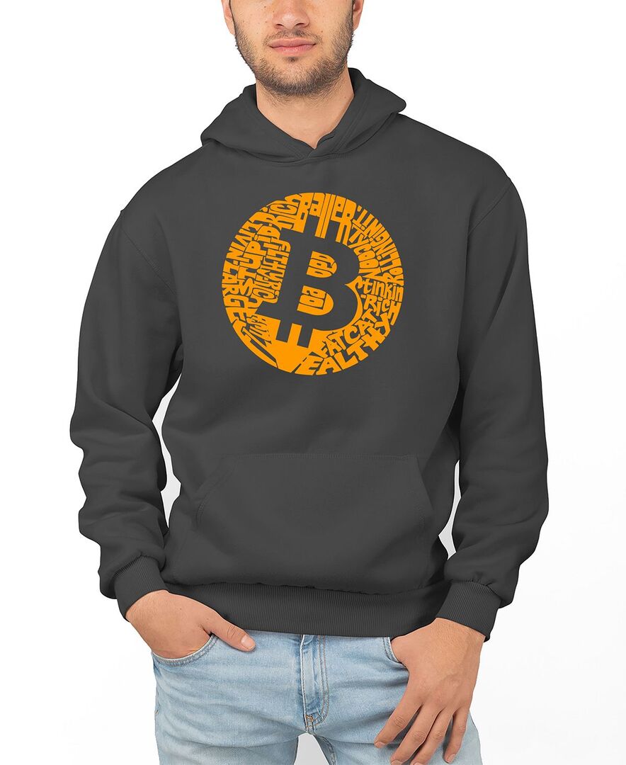 Мужская толстовка с капюшоном bitcoin word art LA Pop Art, серый 12723459 | Gray фото 1