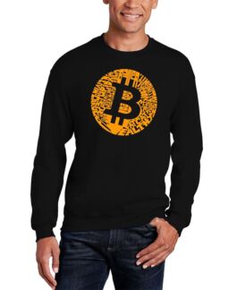 Мужская толстовка с круглым вырезом bitcoin word art LA Pop Art, черный