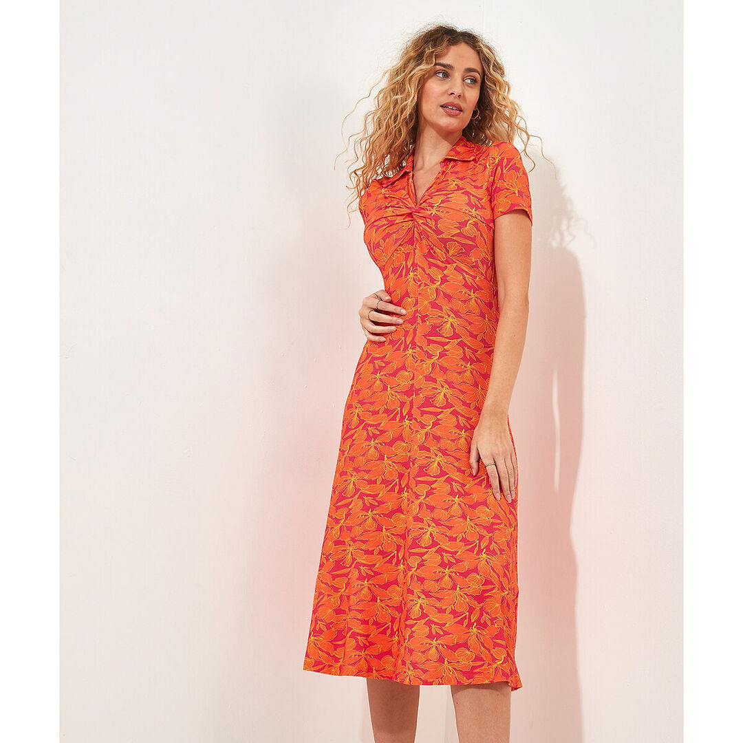 Платье с принтом и V-образным вырезом Loretta  50 оранжевый