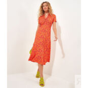 Платье с принтом и V-образным вырезом Loretta  50 оранжевый