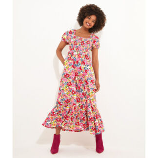 Платье с цветочным принтом и квадратным вырезом Blossom  46 бежевый