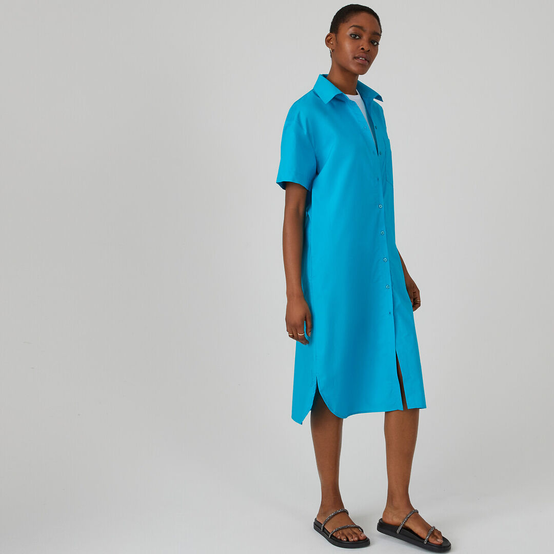 Платье-рубашка с короткими рукавами  48 синий