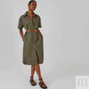 Платье-рубашка с короткими рукавами  58 зеленый