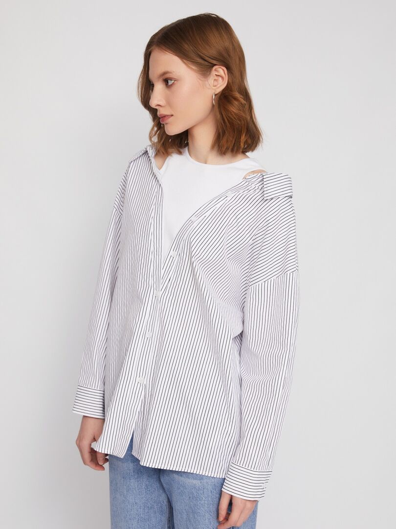 Комбинированная блузка-рубашка с вшитым топом Zolla