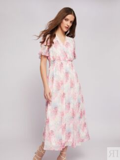 Шифоновое платье с цветочным принтом и люрексом Zolla