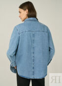 Удлинённая куртка-рубашка из плотного хлопка, Голубой O`Stin