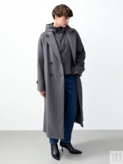 Пальто с мембраной, утеплённой спинкой и съёмным капюшоном Pompa