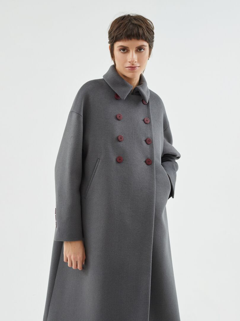 Пальто с мембраной и утеплённой спинкой темно-серое Pompa