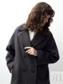 Пальто с мембраной и утеплённой спинкой черно-бежевое Pompa