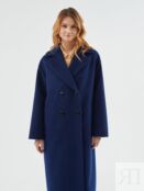 Пальто с мембраной и утеплённой спинкой синее Pompa