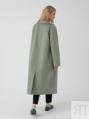 Двубортное демисезонное пальто зеленое Pompa