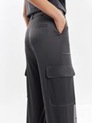 Прямые широкие брюки карго из плотной атласной ткани Pompa