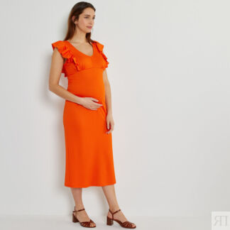 Платье для периода беременности без рукавов с воланами из джерси  S оранжев