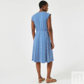 Платье-миди расклешенное с цветочным принтом  60 синий