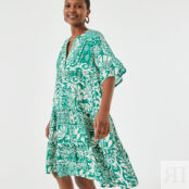 Платье-миди расклешенное с цветочным принтом  40/42 зеленый