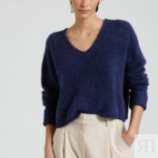 Пуловер из тонкого трикотажа с V-образным вырезом EAST  S синий
