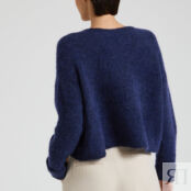 Пуловер из тонкого трикотажа с V-образным вырезом EAST  S синий