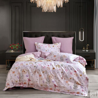 Комплект постельного белья евро Anabella Asabella цветы на бледно-розовом,