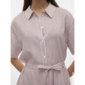 Платье-рубашка в полоску с завязками  M розовый