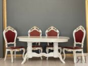 Обеденная группа Стол Милан и стулья Розалия (белый, патина золото) СМебель