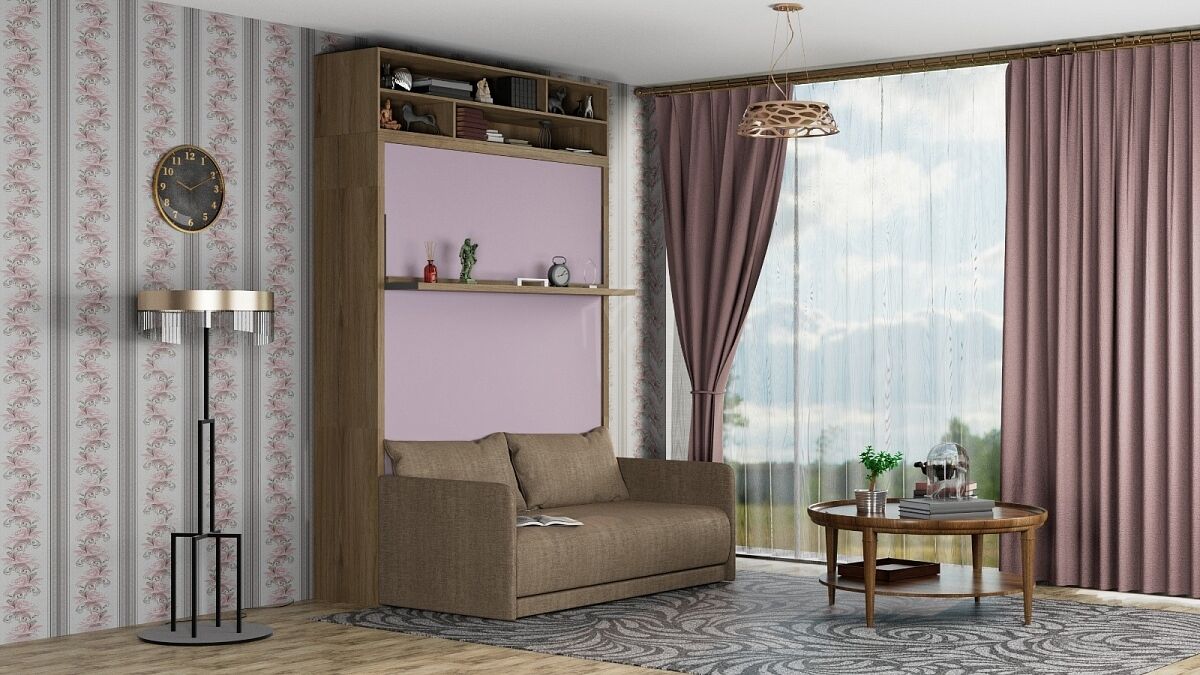 Шкаф кровать трансформер Малевич 1600 с диваном и полкой Новый Век